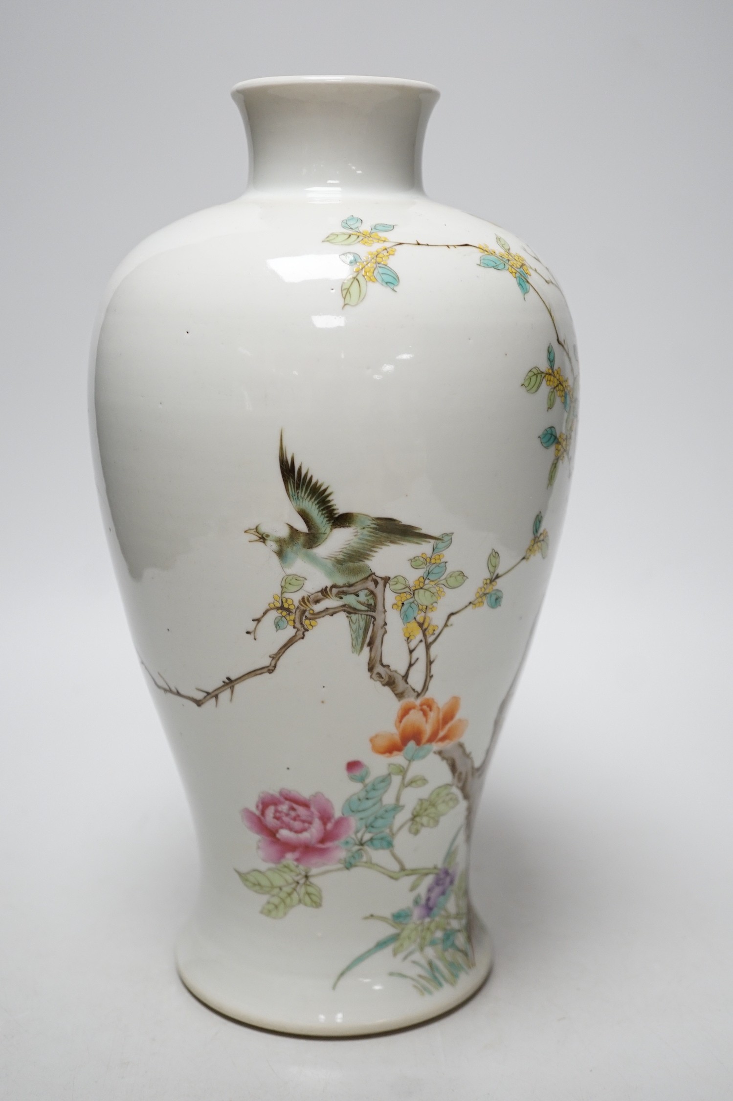 A Chinese famille rose baluster vase, 30cm